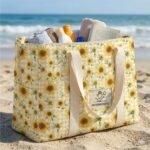 Tecido Nylon Impermeável Girassóis - Branco - Image 3