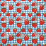 Tecido Nylon Impermeável Xadrez e Morangos - Branco