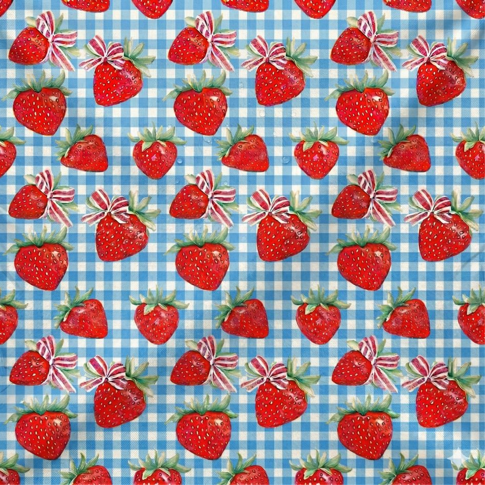 Tecido Tecido Nylon Impermiavel Xadrez e Morangos Violet Fabrics