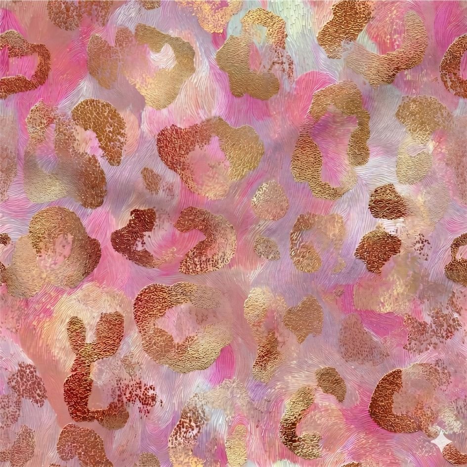 Tecido Licra Estampada Leopardo Rosa Dourado a Violet Fabrics