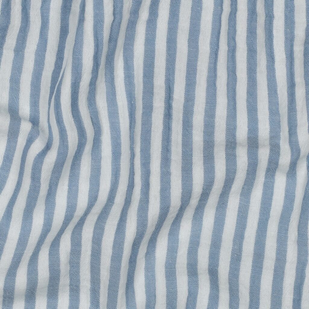 Tecido Mousseline Riscas Fio Tinto Azul Violet Fabrics