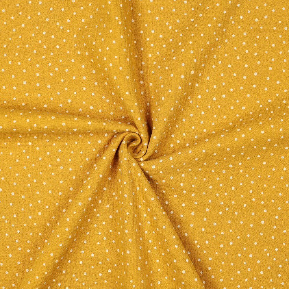 Tecido Musselina Pintas Amarelo Ouro v Violet Fabrics
