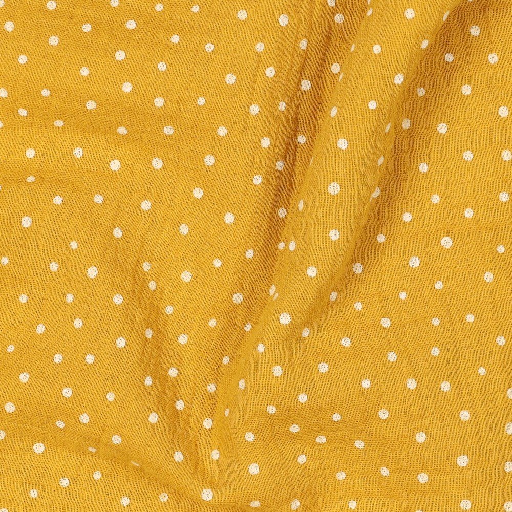 Tecido Musselina Pintas Amarelo Ouro Violet Fabrics