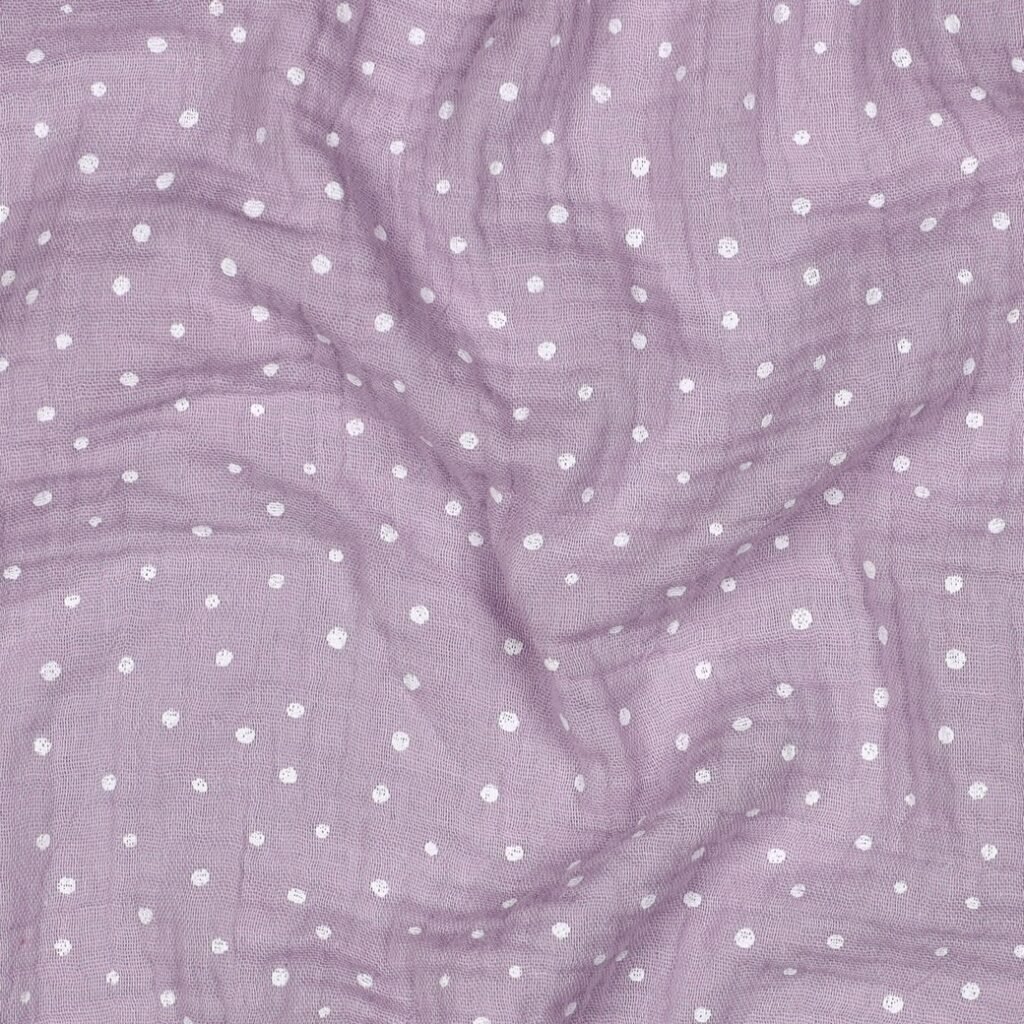 Tecido Musselina Pintas Lilas Violet Fabrics