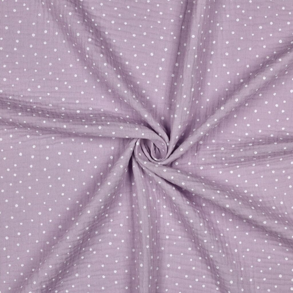 Tecido Musselina Pintas Lilas v Violet Fabrics