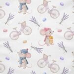 Popeline Ratinho e Bicicleta - Branco