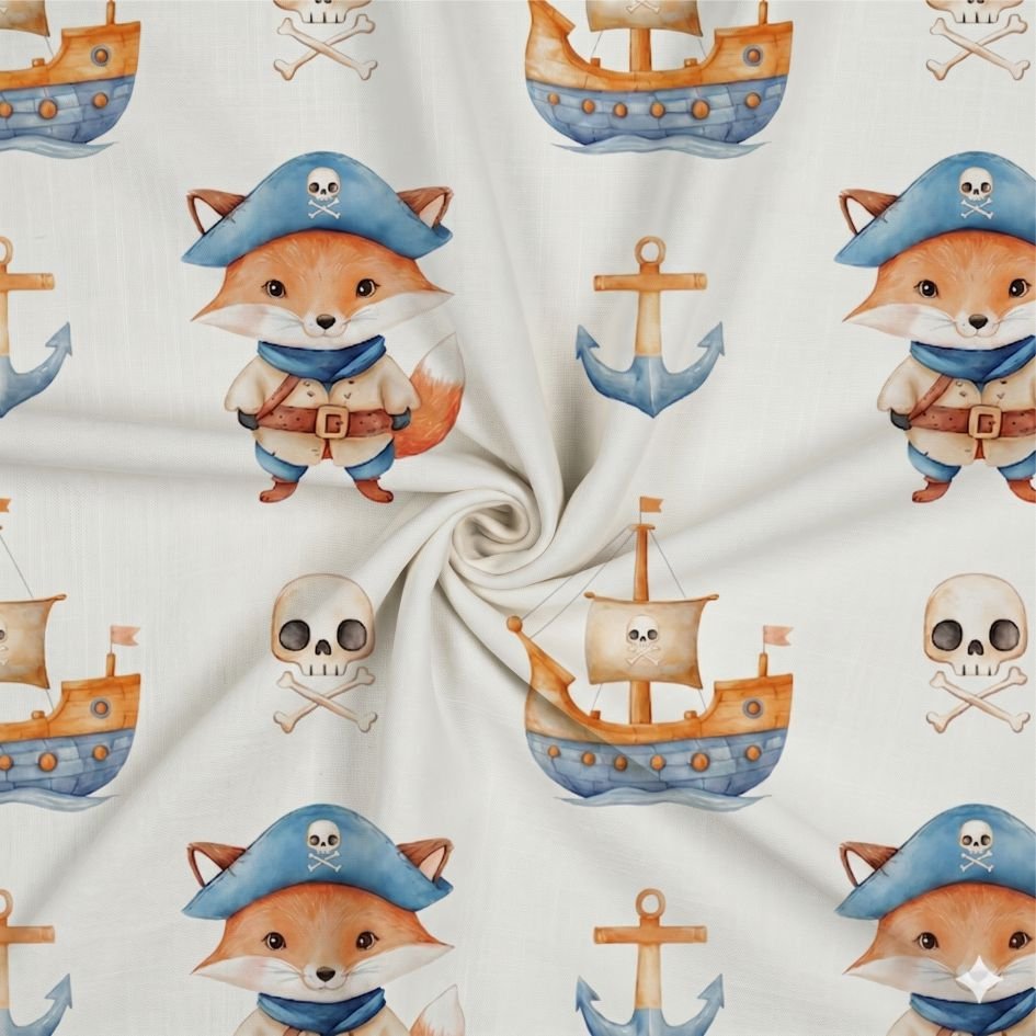 Tecido Popelines Piratas Branco Violet Fabrics