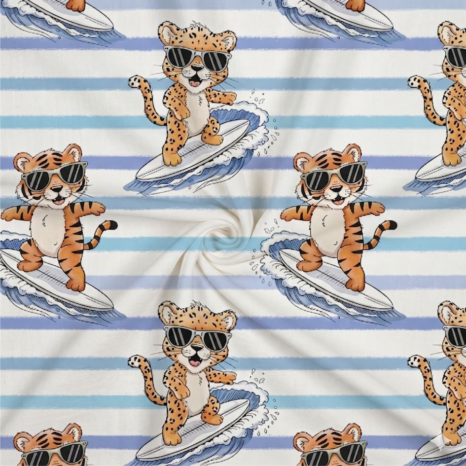Tecido Tecido de calcoes de Banho Tigre Surfista q Violet Fabrics