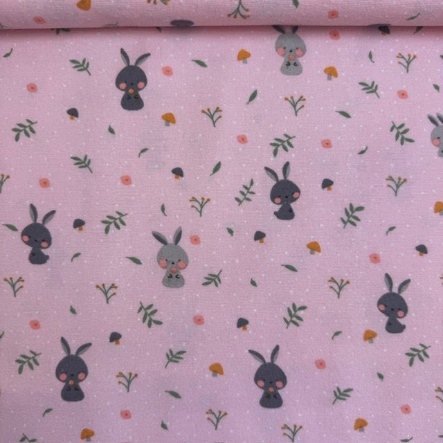 Tecido Flanela Coelhinhos Rosa Violet Fabrics