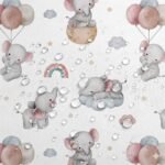 Tecido Nylon Impermeável Coelhinha e Flor – Branco