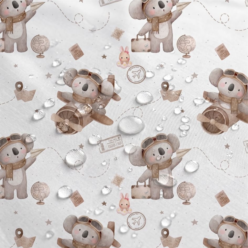 Tecido Nylon Impermeavel Koala Aviao Branca a Violet Fabrics