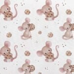 Tecido Nylon Impermeável Ratinhos e Biscoitos – Branco - Image 2