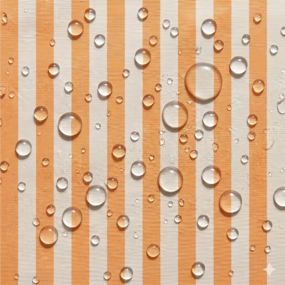 Nylon Riscas Laranja e Bege Claro s Tecido Nylon Impermeável Riscas Laranja Claro e Cru - Image 1