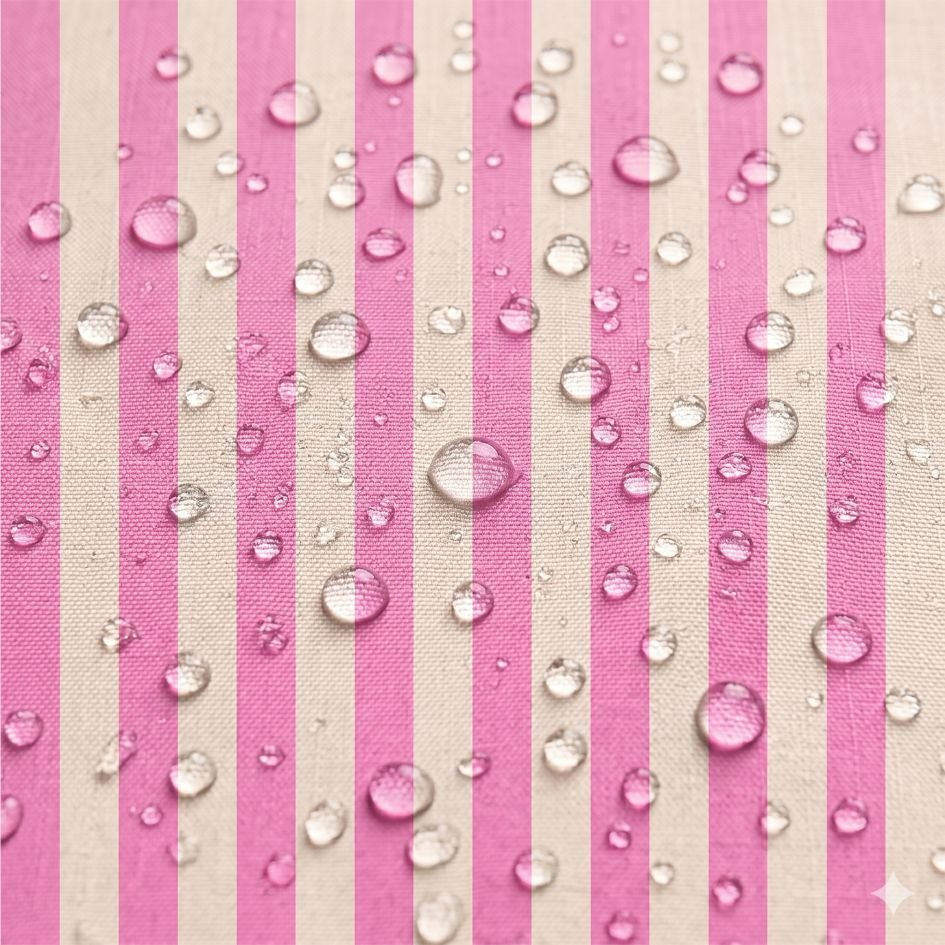 Nylon Riscas Rosa Forte e Bege Claro a Tecido Nylon Impermeável Riscas Rosa Forte e Cru - Image 1
