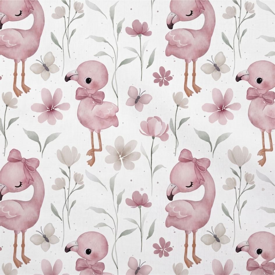 Tecido Popeline Flamingo Branco 1 Violet Fabrics