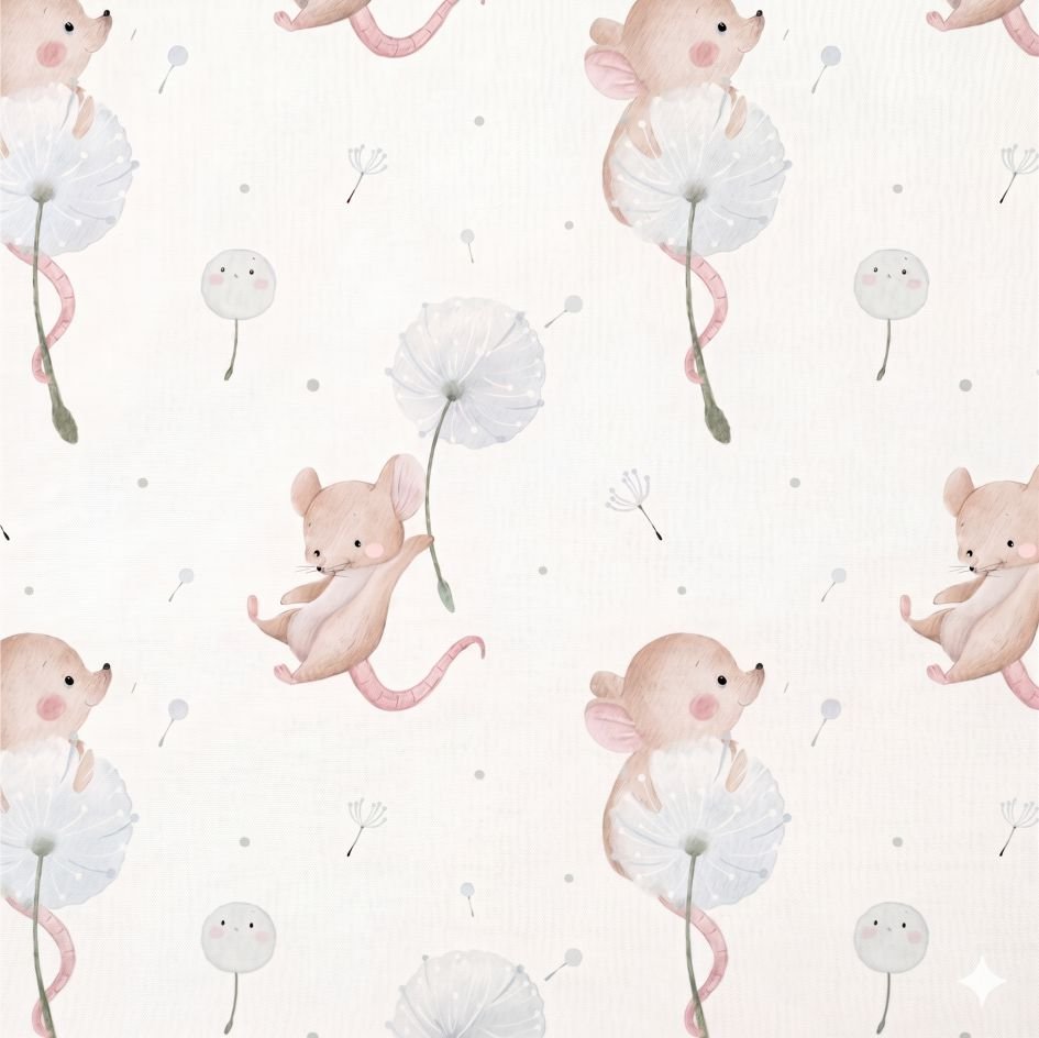 Tecido Popeline Ratinha Branco d Violet Fabrics