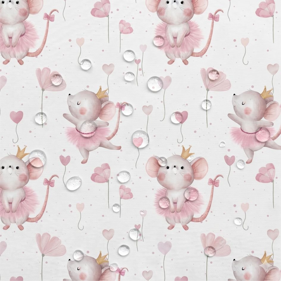 Tecido Ratinha e Coracoes – Branco a Violet Fabrics