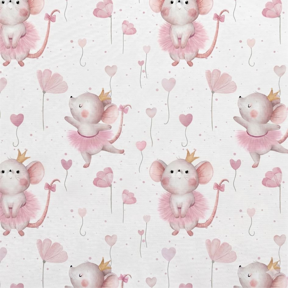 Tecido Ratinha e Coracoes – Branco Violet Fabrics