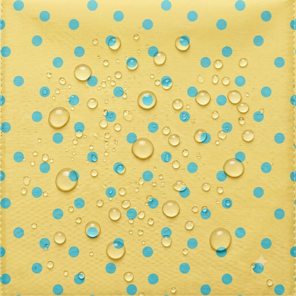 Tecido Nylon Impermeável Amarelo e Turquesa b Tecido Nylon Impermeável Bolas 1cm Amarelo e Turquesa - Image 1
