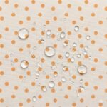 Tecido Nylon Impermeável Bolas 1cm Cru e Laranja