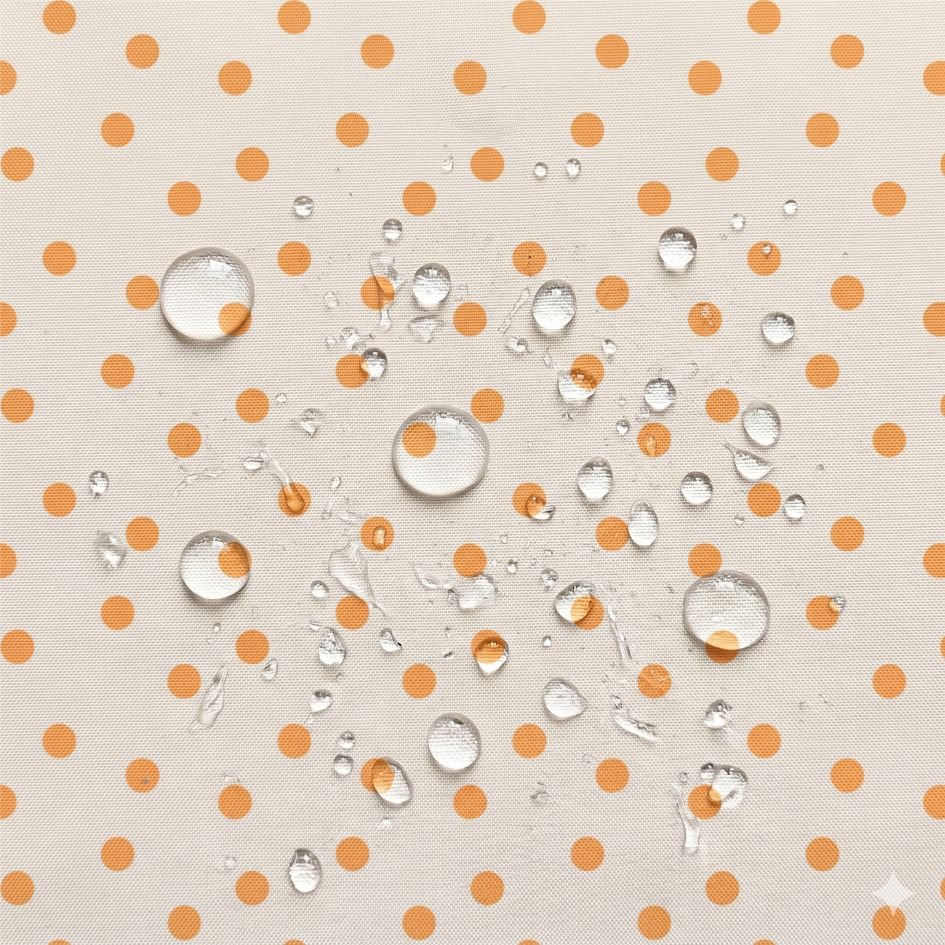 Tecido Nylon Impermeável Cru e Laranja v Tecido Nylon Impermeável Bolas 1cm Cru e Laranja - Image 1