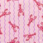 Tecido Nylon Impermeável Lagostas Rosa Riscas Lilás - Image 2
