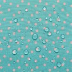 Tecido Nylon Impermeável Bolas 1cm Turquesa e Rosa Claro