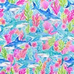 Tecido Nylon Impermeável Tubarões Azul