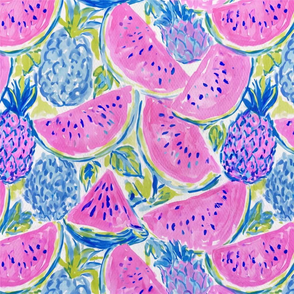 Tecido Tecido Nylon Empremeavel Melancia e Ananas a Violet Fabrics