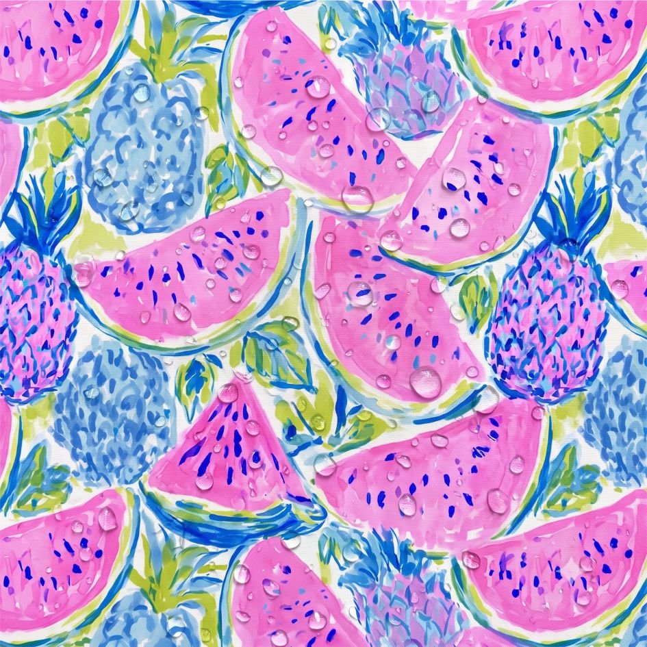 Tecido Tecido Nylon Empremeavel Melancia e Ananas Violet Fabrics