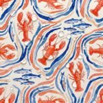 Tecido Nylon Impermeável Lagostins e Sardinha