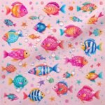 Tecido Nylon Impermeável Peixes Rosa