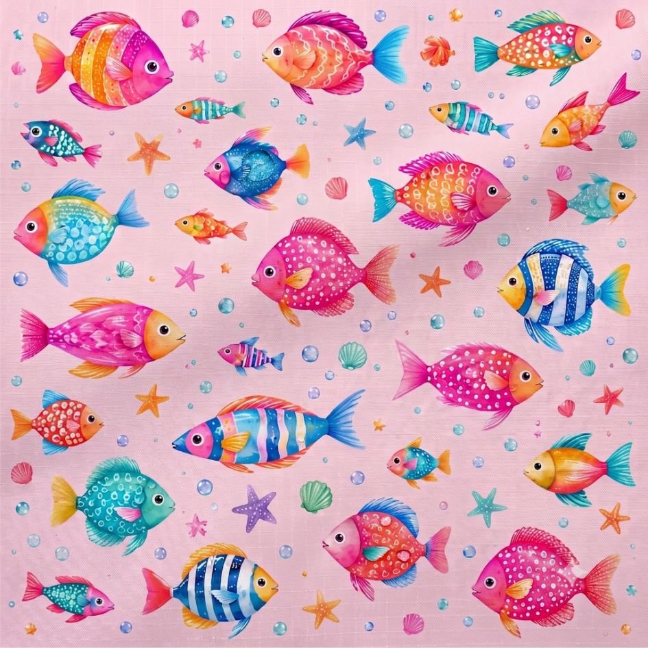 Tecido Tecido Nylon Impermeavel Peixes Rosa d Violet Fabrics