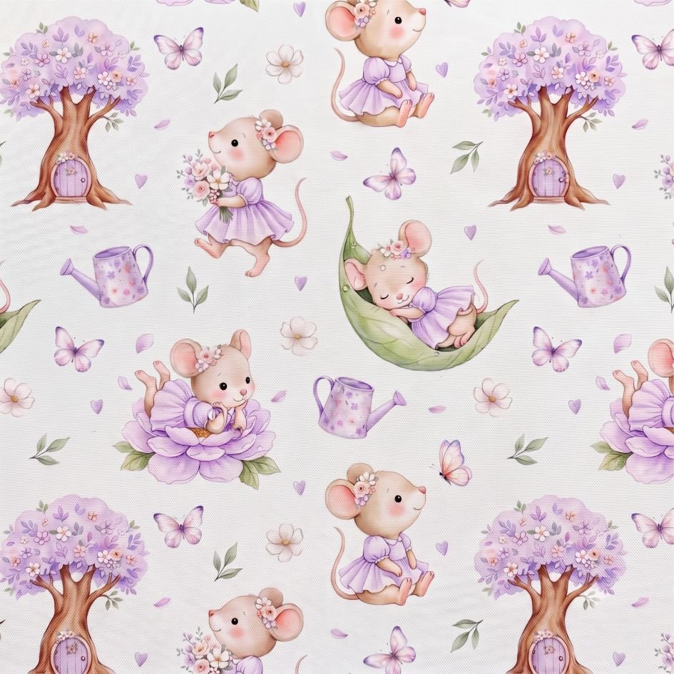 Tecido Tecido Nylon Impermeavel Ratinha no Jardim d Violet Fabrics