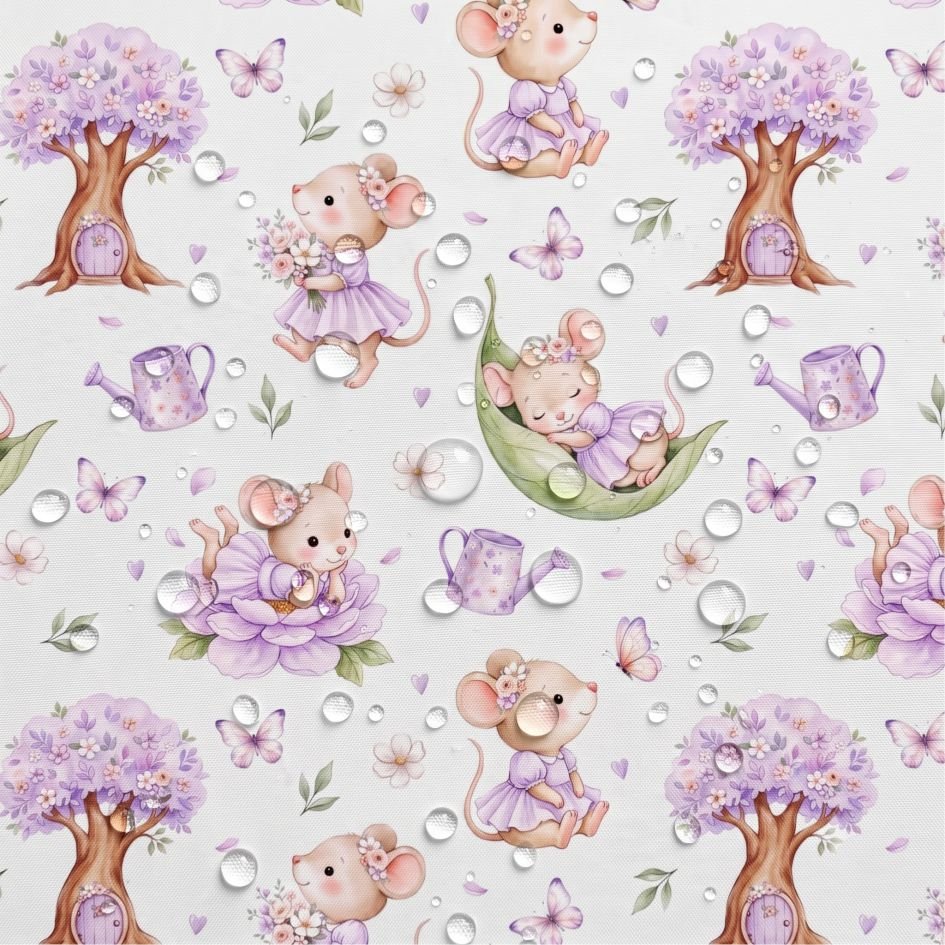 Tecido Tecido Nylon Impermeavel Ratinha no Jardim u Violet Fabrics