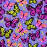Tecido Nylon Impremeável Borboletas Lilás