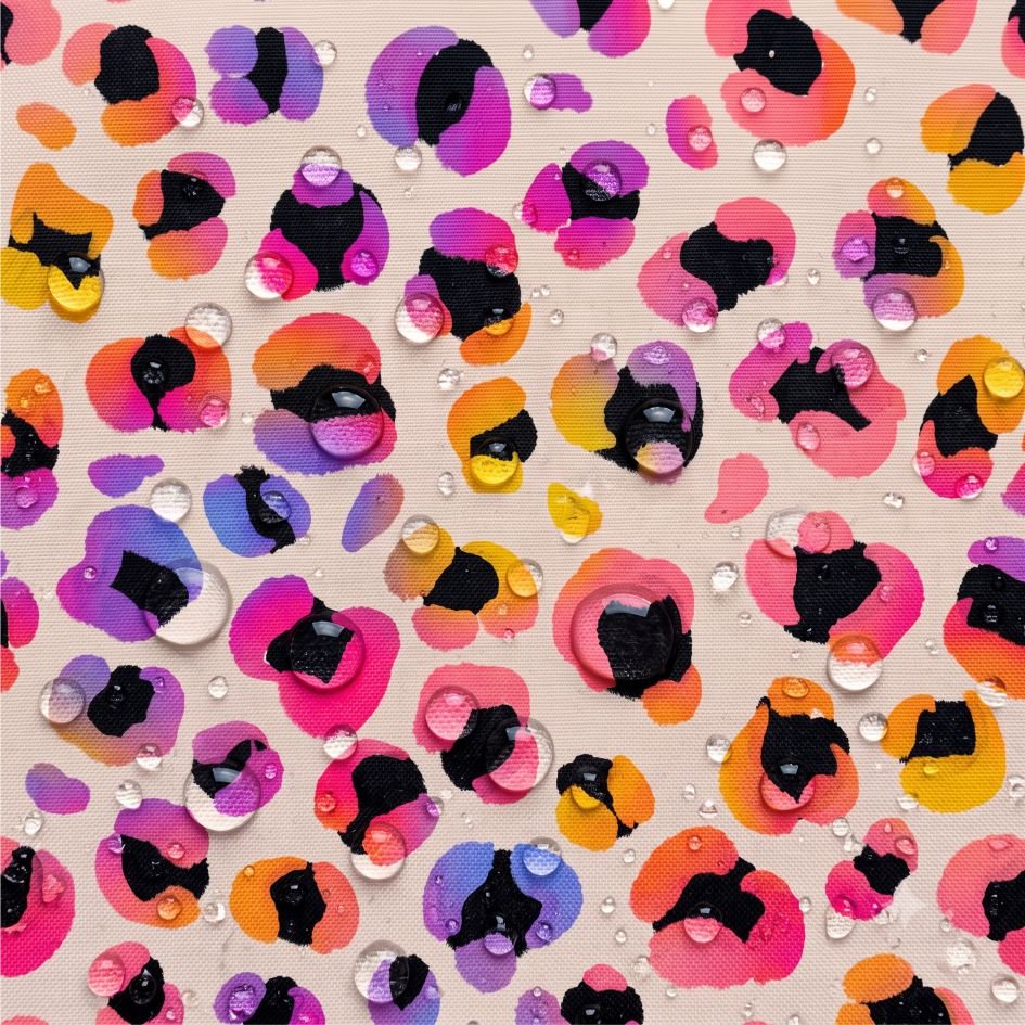 Tecido Tecido Nylon Impremeavel Leopardo Multicolor a Violet Fabrics
