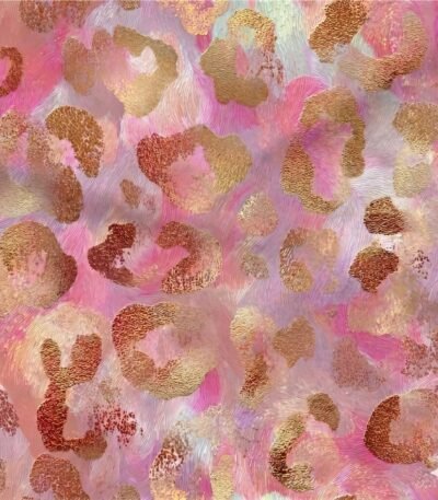 Licra Estampada Leopardo Rosa Dourado