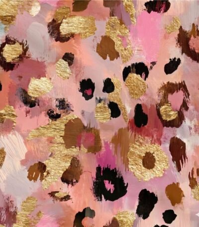 Licra Estampada Rosa Dourada Abstrato
