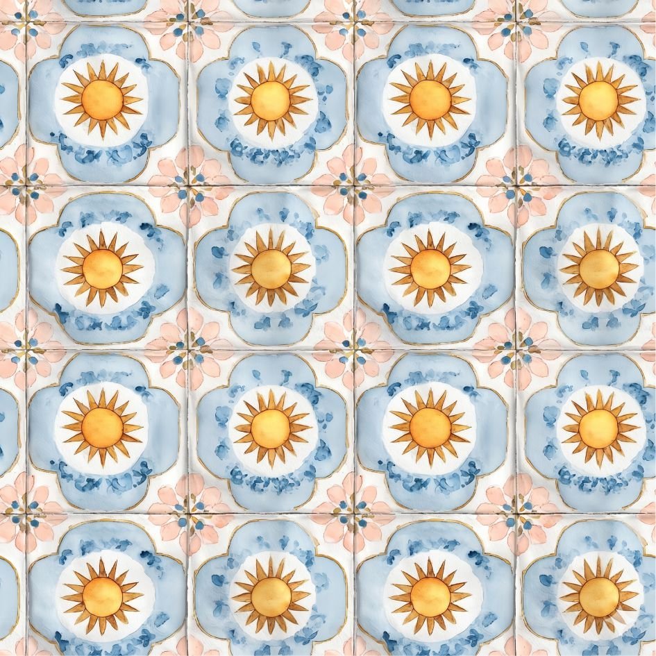 Lycra Estampada Azuleijos Sol