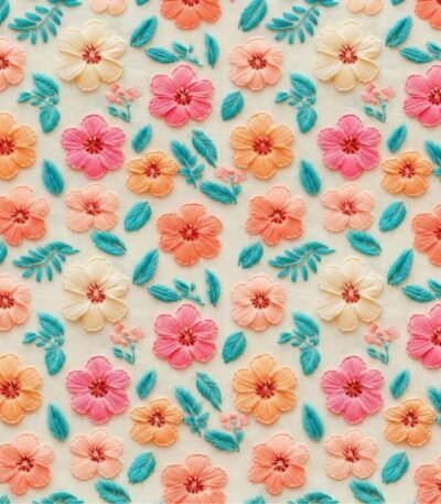 Lycra Estampada Flores Bordadas