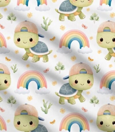 Licra Estampada Tartarugas e Arco-Íris
