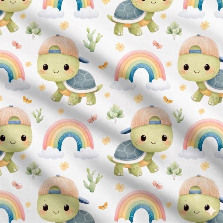 Licra Estampada Tartarugas e Arco-Íris