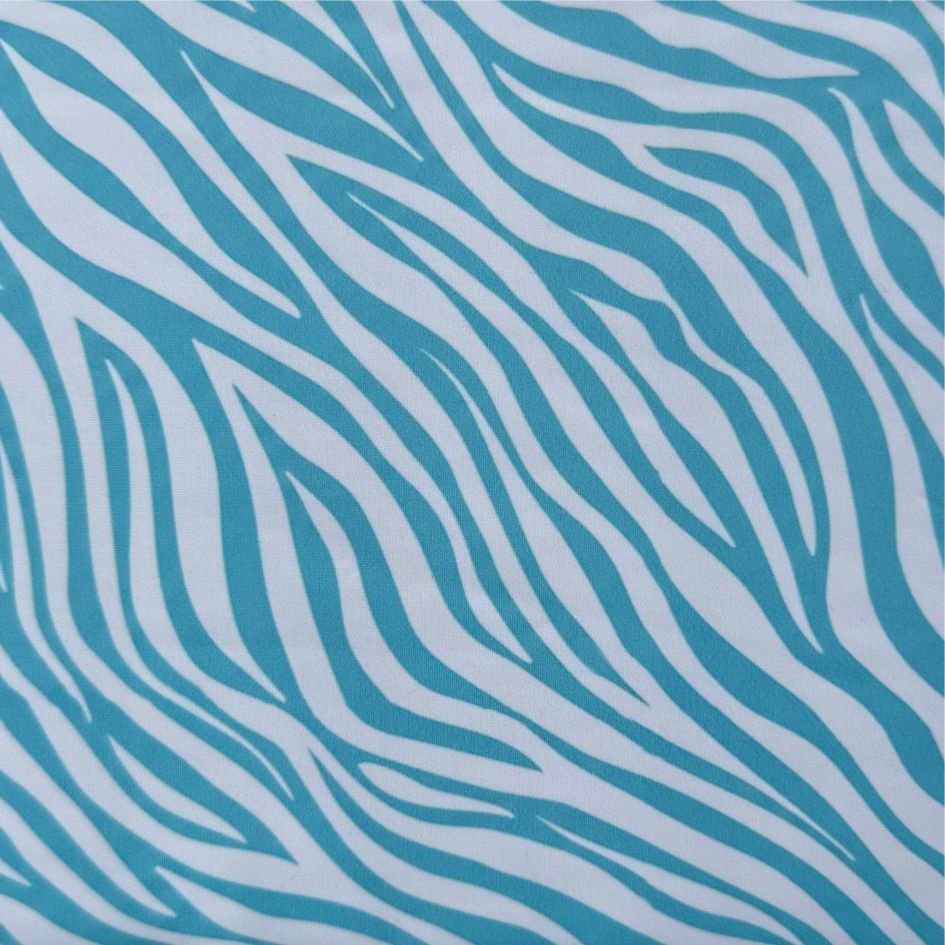 Lycra Estampada Animals Zebra Azul Claro