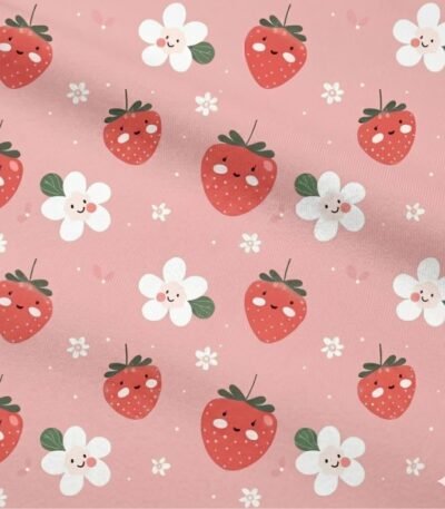 Lycra Estampada Morangos e Flores