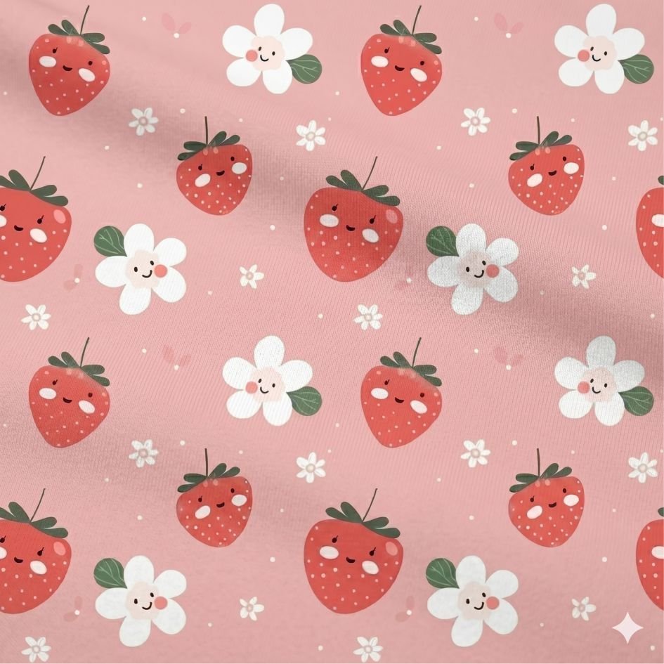 Lycra Estampada Morangos e Flores
