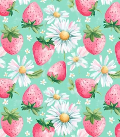 Lycra Estampada Morangos e Malmequeres