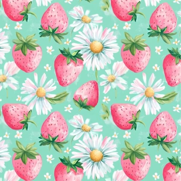 Lycra Estampada Morangos e Malmequeres