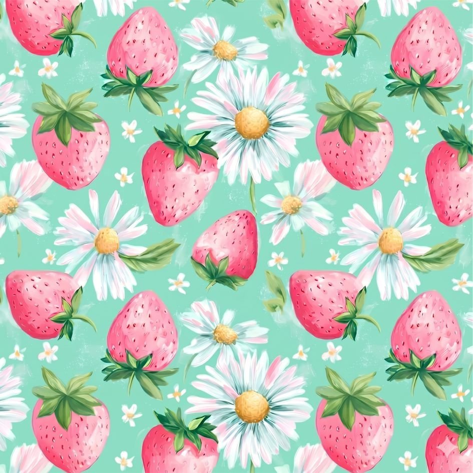 Lycra Estampada Morangos e Malmequeres
