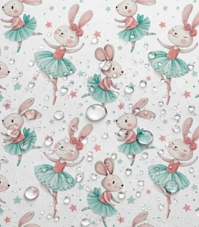 Tecido Nylon Impermeável Coelhinha Bailarina – Branco